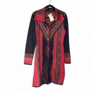 NWT Caamano Boho Southwestern Aztec Knit Duster Long Cardigan 100% Alpaca sz M